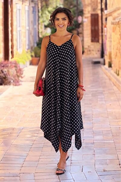 Nevin Kaya Moda Polka Dot Dress with Adjustable Straps That Conceals the Kilos