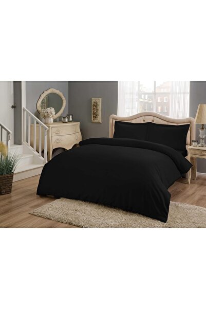 Yıldızan Msa Shop Color Dreams Satin Double Duvet Cover Set Black 931845