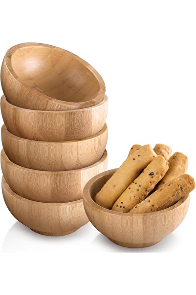 Yıldızan Msa Shop 6 Pieces Bamboo Mini Turkish Delight Bowl, Snack Bowl, Sauc...