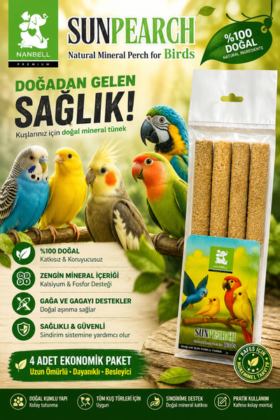 Nanbell Sun Perch Sand Perch for Birds 4-Pack Budgie Canary Cockatiel Perch