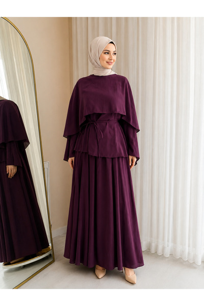 Rita YAKADAN ALLER DETAYLI ETEKLİ MODAL TAKIM MÜRDÜM