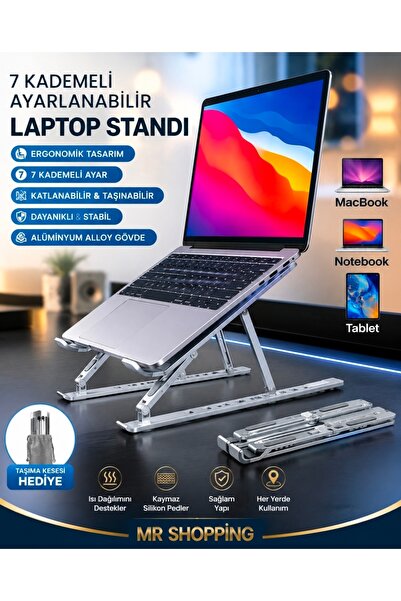 mr shopping Mr 7-Level Adjustable Aluminum Laptop Stand – Foldable Ergonomic ...