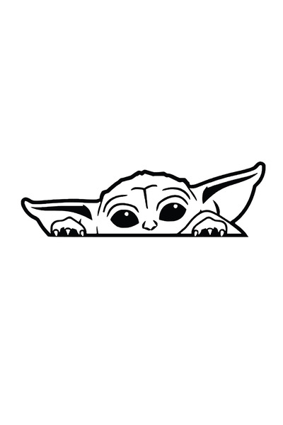 Amo-Stickers Бебе Йода Стикер за кола 30см Черен