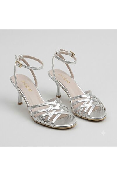 KİNDEP (White) Women's Heeled Sandals Silver