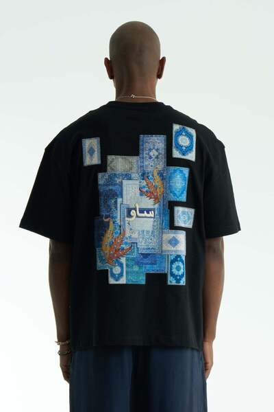 SHANBERWEAR Iznik Oversize Erkek Tişört %100 Pamuk Bisiklet Yaka