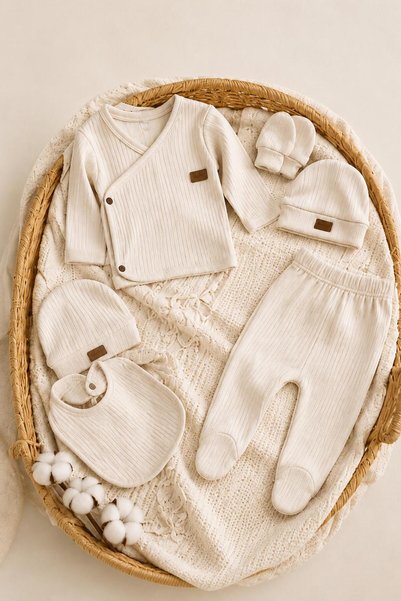 minova baby Organic Cotton Newborn Hospital Discharge Set 7 Piece Baby Set
