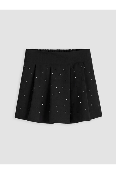 LC Waikiki Alita City Girls' Pleated Skirt with Stone Detail and Stone Embell...