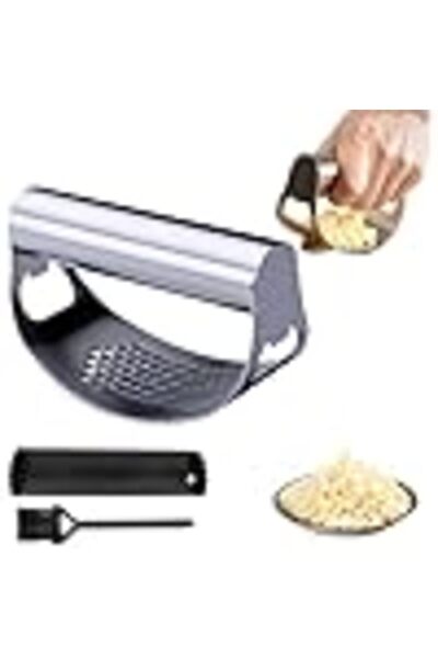 Arabest Stainless Steel Garlic Press Rocker, Manual Crusher Masher With Peeli...