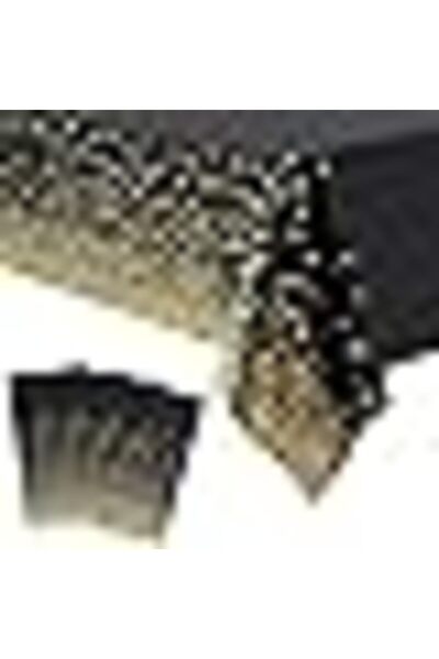 Yelajoy 5 Pack Black Gold Dot Disposable Tablecloths (137x274cm) - Extra Thic...