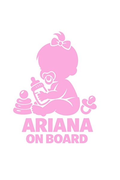 OEM Autocolant decorativ auto  "ARIANA ON BOARD ", M1, 10cm, Roz
