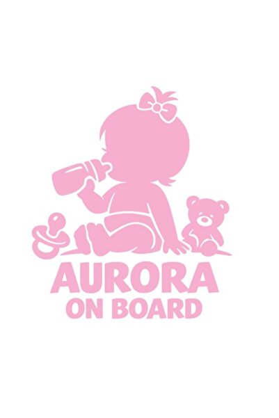 OEM Autocolant decorativ auto  "AURORA ON BOARD ", 10cm, Roz