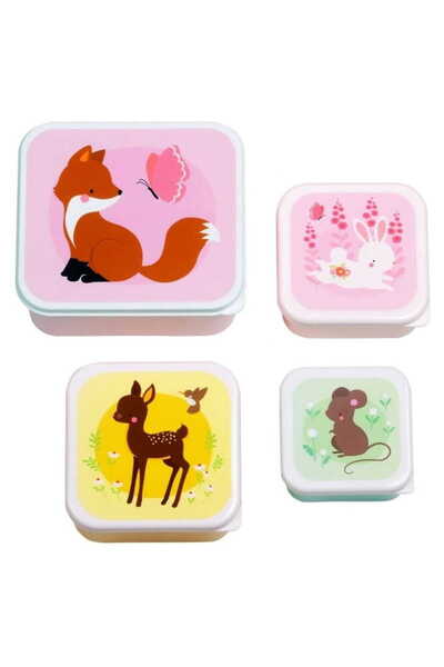 A Little Lovely Company Set 4 cutii de pranz Forest Friends, A Little Lovely ...