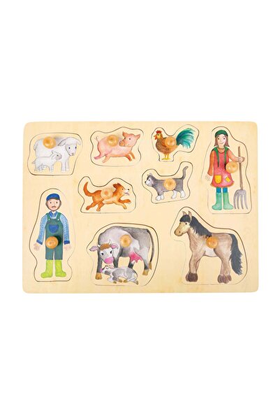 Small Foot Puzzle Fermă și Viață la Țară – Jucărie din Lemn cu 9 Piese și But...