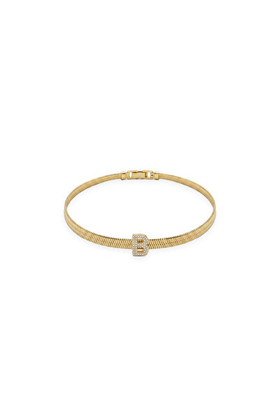 Charmist Çelik Üzeri Altın Kaplama Monogram Gold Harf Bileklik - B