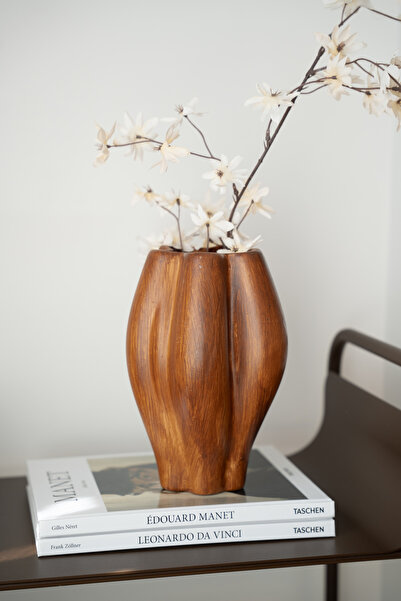 Dekorzdükkan Viole Wood Look Decorative Ceramic Vase