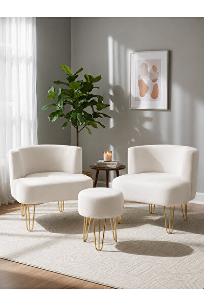 AY CONCEPT Elegance 2'li Çay Seti Berjer Ve Puf Takımı