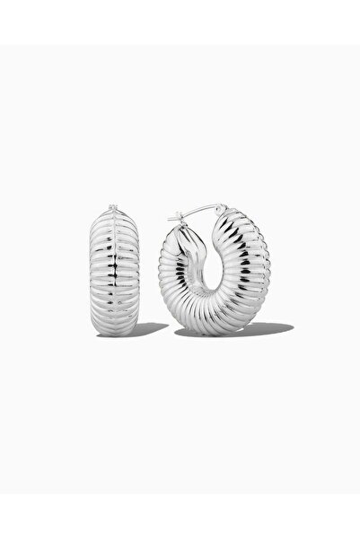 OYRE Silver Color Fluted Dome Hoop Earrings