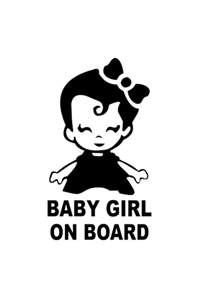 OEM Autocolant decorativ auto  "Fetiță la bord ", 15cm, Negru