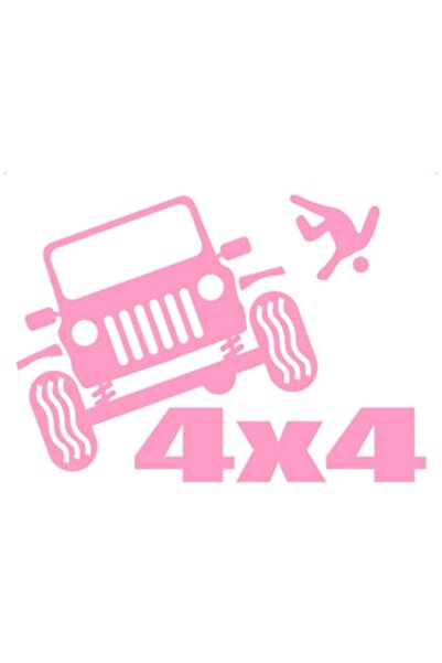 OEM Autocolant decorativ auto  "4x4 jeep off road ", 15cm, Roz
