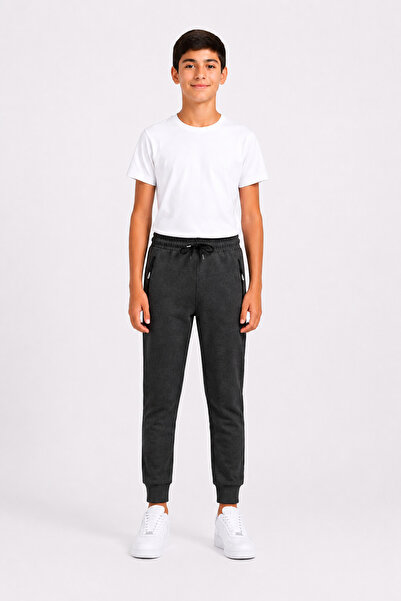 Marco Ferry Boy's Cotton Sweatpants Anthracite Melange-26121