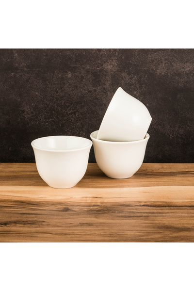 Dania ✨   White Porcelain Arabic Coffee Cup Set - 12 Pieces - 110ml Capacity ...