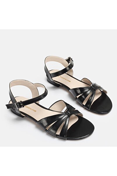 37Numara Large size women's sandal 41-42-43-44 black leather