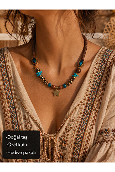 HER ŞEY NOTA www.herseynota.com Marisol Ethnic Star Natural Stone Detailed Ha...