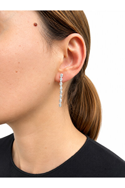 Ressia Oval Taşlı Sallantılı Model Küpe
