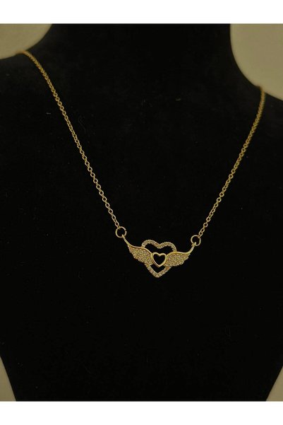 ROYAL SPARK Elegant Necklace with Winged Heart Figure and Stones