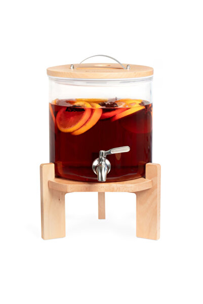Navaris Dozator de băuturi din sticlă cu robinet și suport, 5 L, Maro, 46785.04