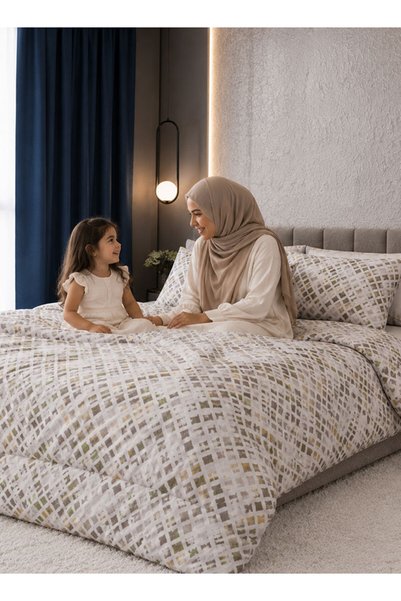 Medical Sleep طقم سرير تركي فاخر مكون من 12 قطعة - قطن ناعم بتصميم هندسي عصري