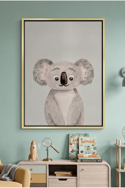 Jasmine Art Minimalist Koala Bear Kids Wall Art | Portrait Framed Canvas Prin...