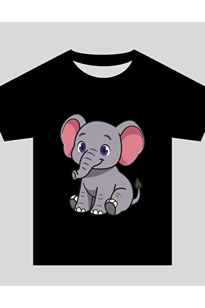 TİMİSİVA Children's Printed Crew Neck Short Sleeve Black T-Shirt
