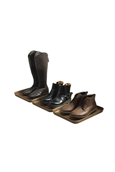 Navaris Set de 3 suporturi pentru pantofi, 35x27x2.5 cm, plastic, maro