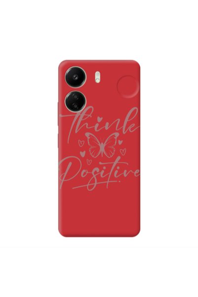 Other Xiaomi Redmi 13C Think Positive Red Colored Silicone TPU Θήκη
