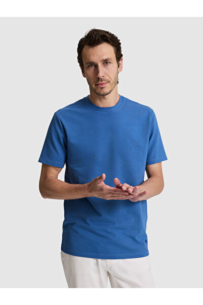 Cacharel Indigo Regular Fit Cotton Blend Crew Neck T-Shirt 50328348-Vr028