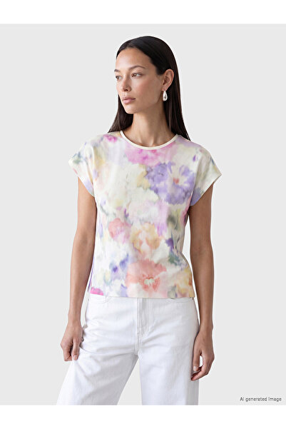 LC Waikiki Lcw Everyday Pink Crew Neck Floral Women's T-Shirt