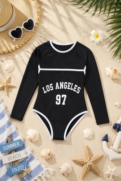 DeKuBaby 2-Piece Long Sleeve Top and Pareo Girls' Swimsuit Set