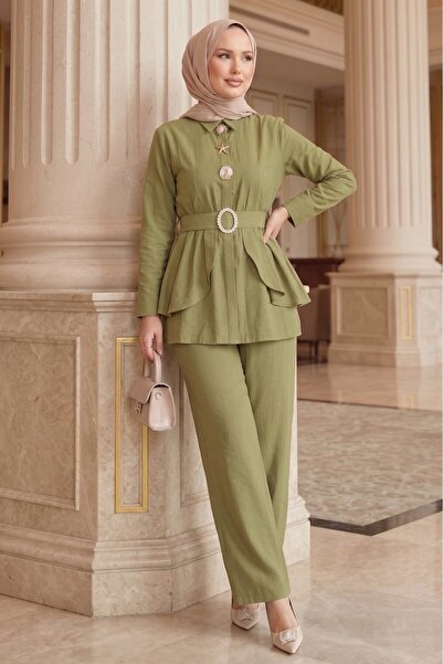 EBRUTESETTÜR Belden Allerlli Gold Brooched Trousers Two-Piece Suit Khaki
