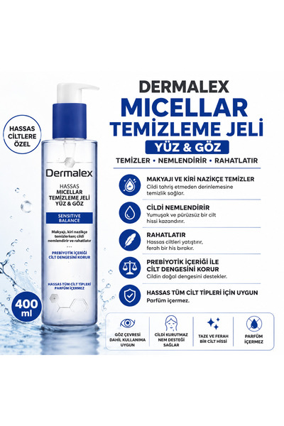 dermalex Sensitive Balance Hassas Micellar Temizleme Jeli 200 mL