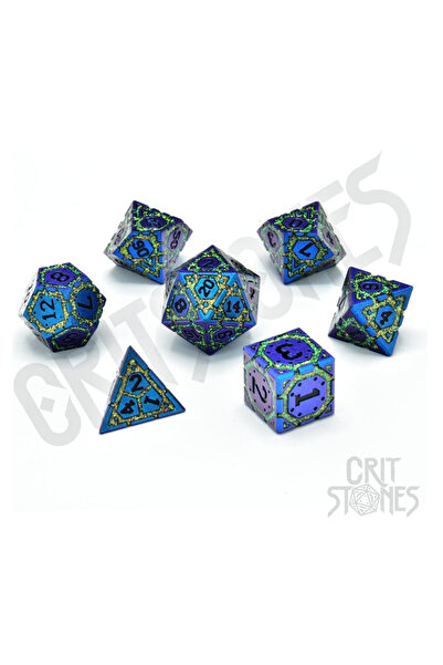 OEM Set de 7 zaruri metalice CritStones Twilight Grove, multicolor, 4 cm