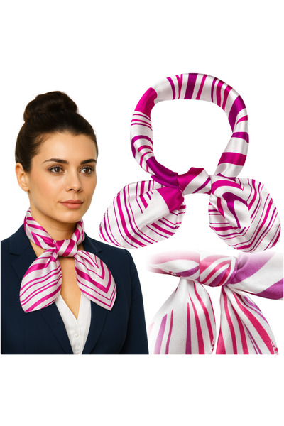 Korbi Eșarfă roz pătrată de stewardesă pentru femei