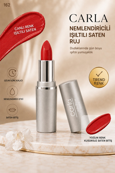 Carla Professional Make Up Nemlendiricili Işıltılı Saten Bitişli Ruj – LumiCa...