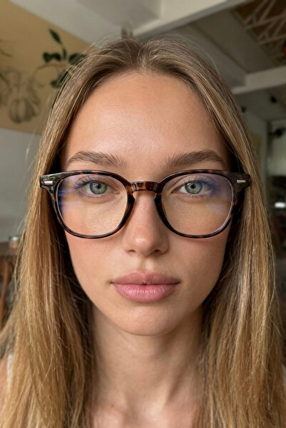 Chunky Frame Havana Leopar Çerçeveli Retro Mavi Işık Korumalı Ultra Hafif Kadın Blue Block Gözlüğü