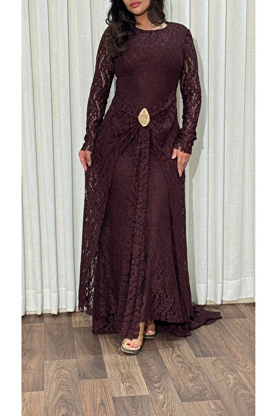 TREASUREISLAND Lace Dress in Burgundy Color, Wrapped in an Elegant Design by ...