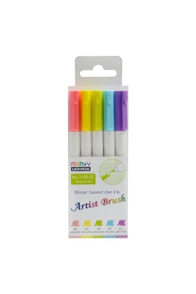 OEM Marvy Artist Brushflamastry pensule cu vârf, 5 culori