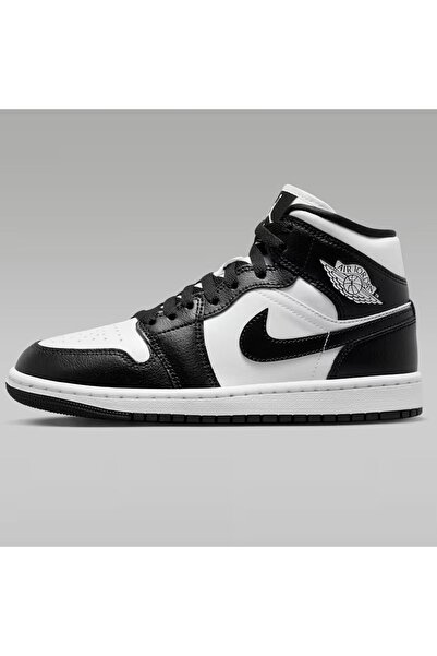 Nike Air Jordan 1 Mid Panda Unisex Leather Sneaker Hakiki Deri Bilekli Günlük...