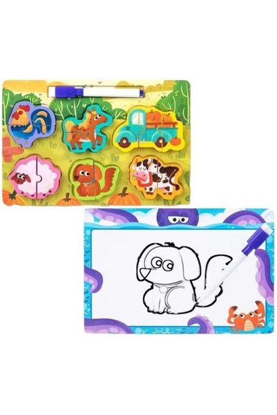 OEM Merkpol Puzzle din lemn 2 în 1 cu tablă magnetică