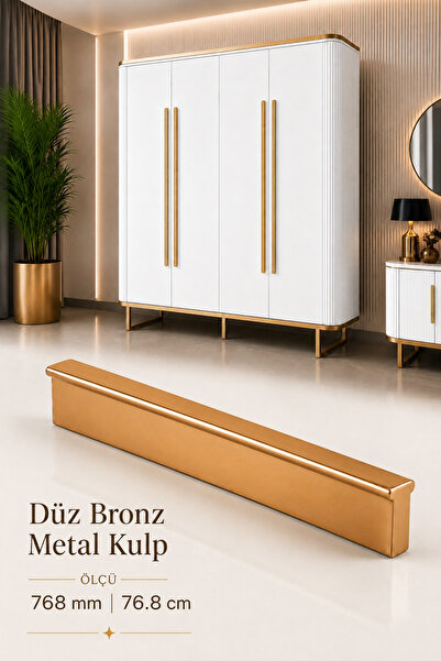 Badem10 Düz Bronz Metal Mobilya Kulp 1 Adet 768 mm 76.8 cm Uzun Çekmece Dolap...
