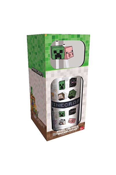OEM Pahar din sticlă Minecraft cu pai metalic 485 ml - Licență Oficială